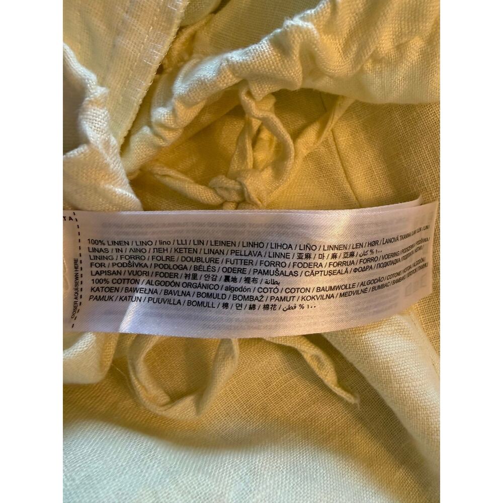 Mango Butter Yellow 100% Linen Elastic Drawstring Waist Straight Leg Pants XXL - Picture 5 of 10